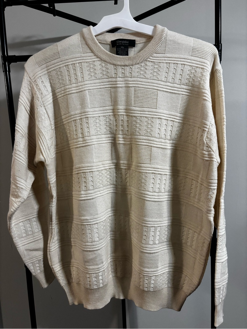 Giorgiolini Sweater Mens XXL Stripe Knitted Wool Viscose Crewneck Made in Italy